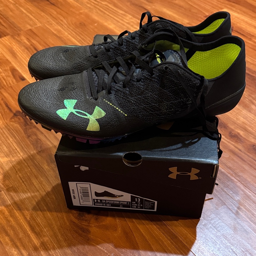Under Armour Black and Neon Green Sports Shoes